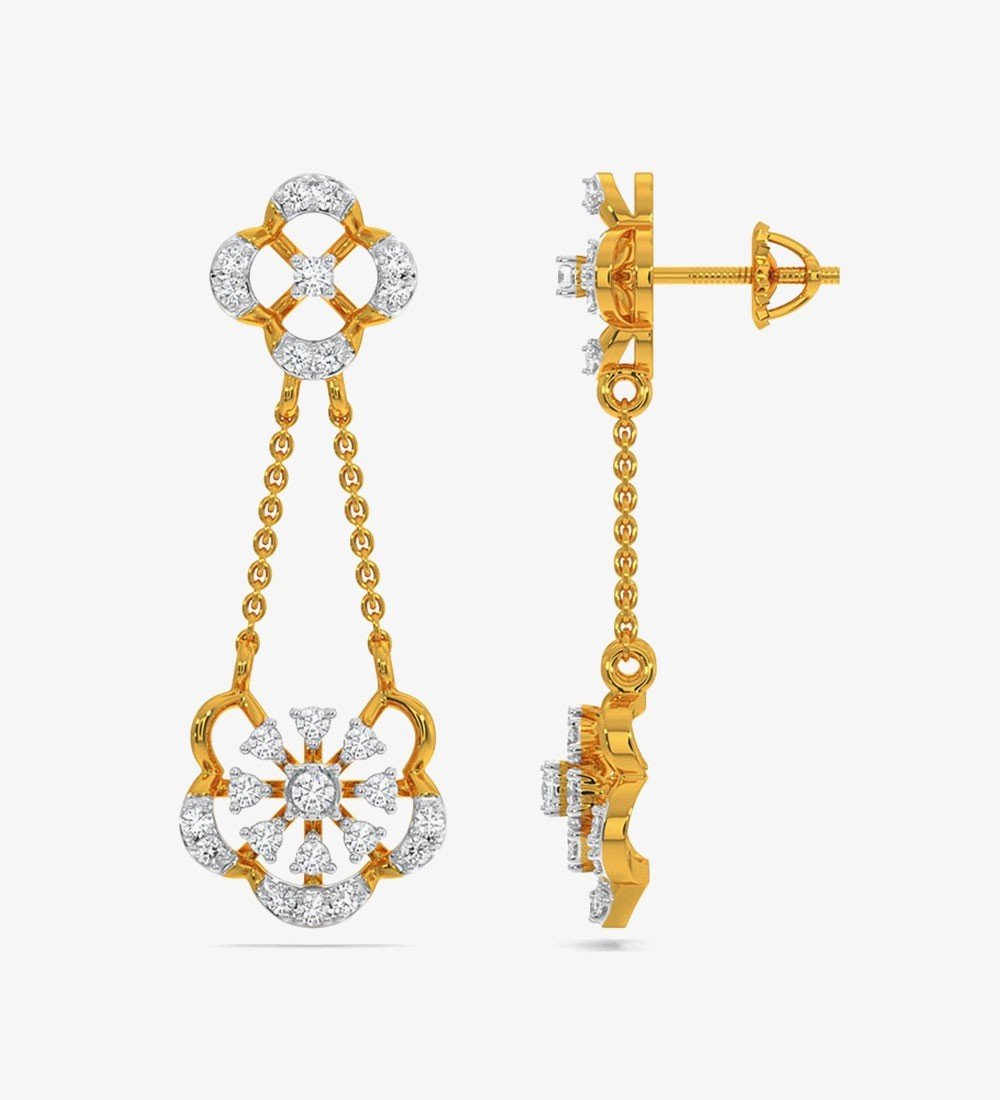 Diamond Yellow Gold 22kt Dangle Earring