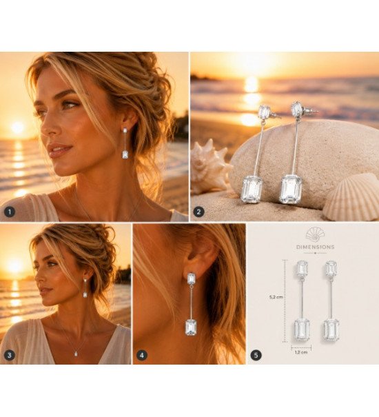 Description complète  Inspirées par la lumière dorée des couchers de soleil sur la côte landaise, les boucles d’oreilles Éléganc