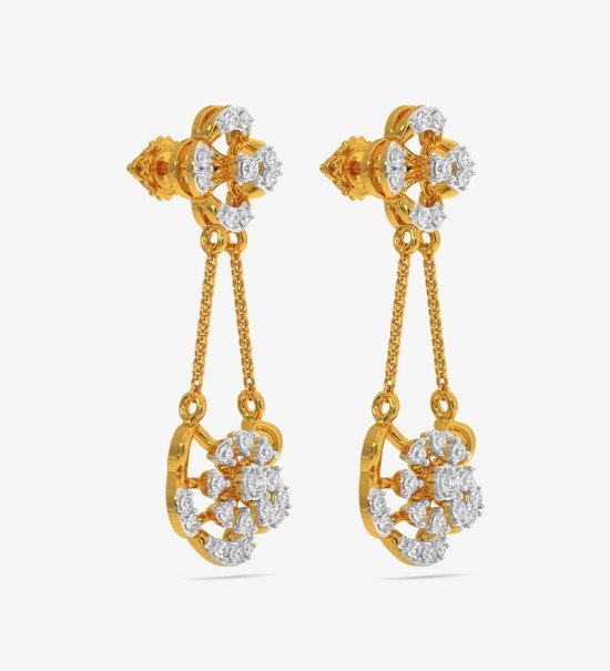 Diamond Yellow Gold 22kt Dangle Earring