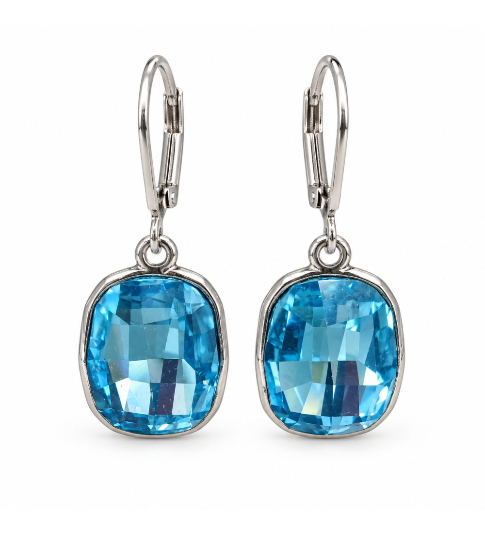 Boucles d’oreilles ornées de cristaux Swarovski bleus