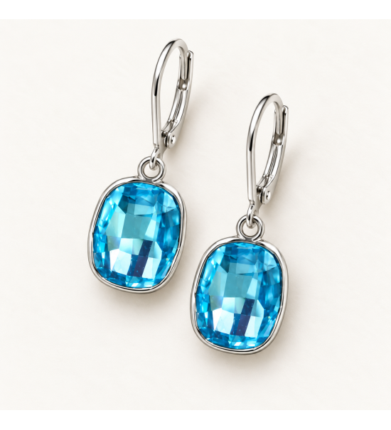 Boucles d’oreilles ornées de cristaux Swarovski bleus
