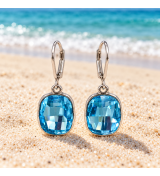 Boucles d’oreilles ornées de cristaux Swarovski bleus