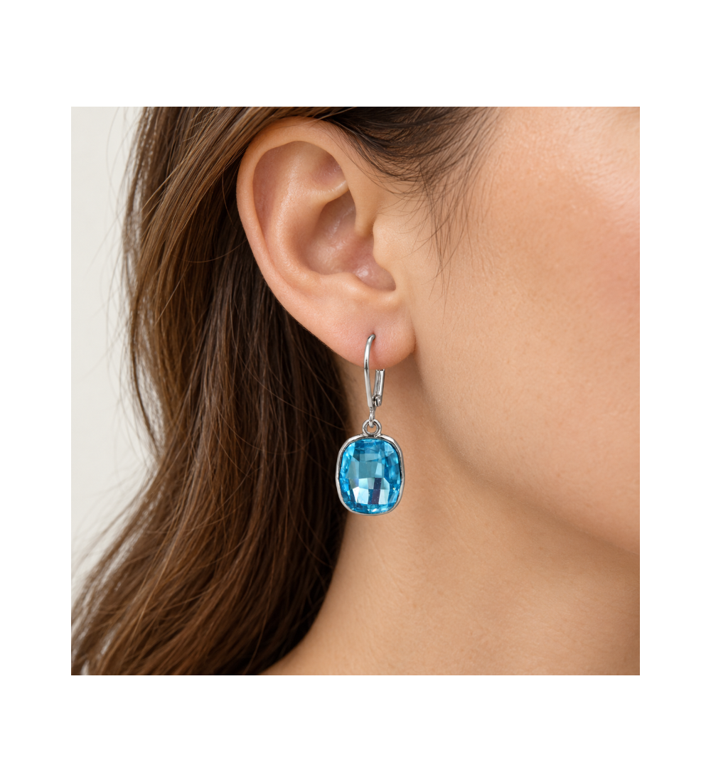 Boucles d’oreilles ornées de cristaux Swarovski bleus