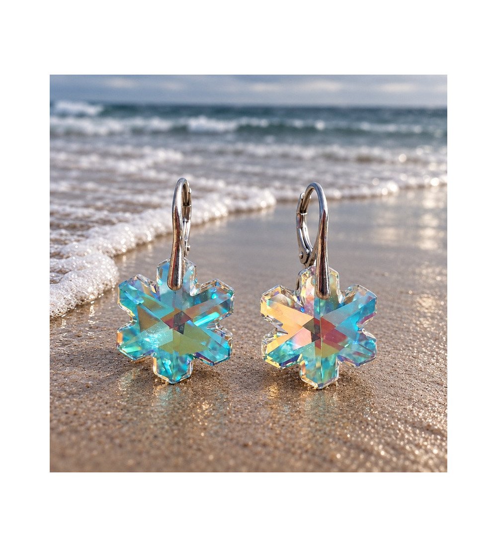 Boucles d’oreilles flocon ornées de cristaux Swarovski