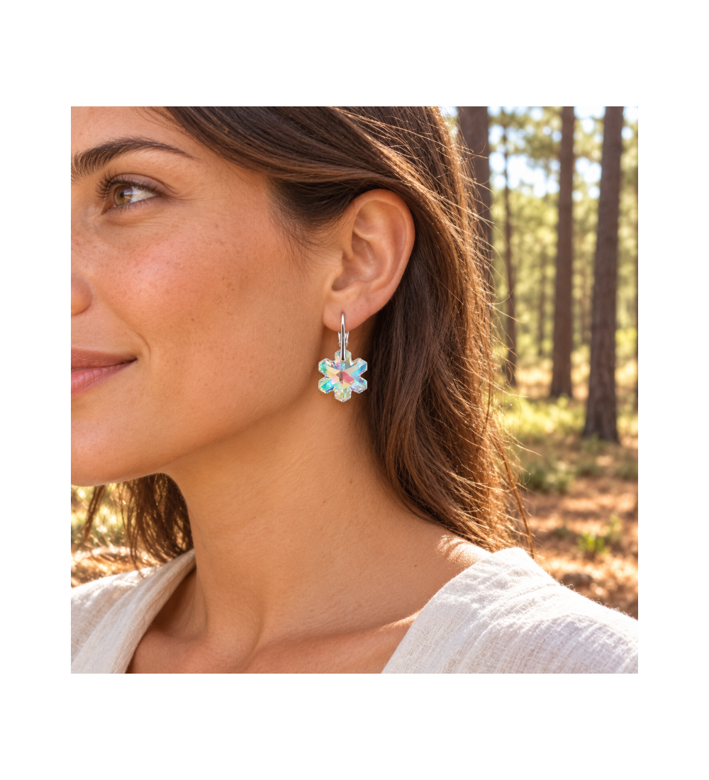 Boucles d’oreilles flocon ornées de cristaux Swarovski