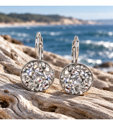 Boucles d’oreilles artisanales rondes 15 mm ornées de cristaux Swarovski