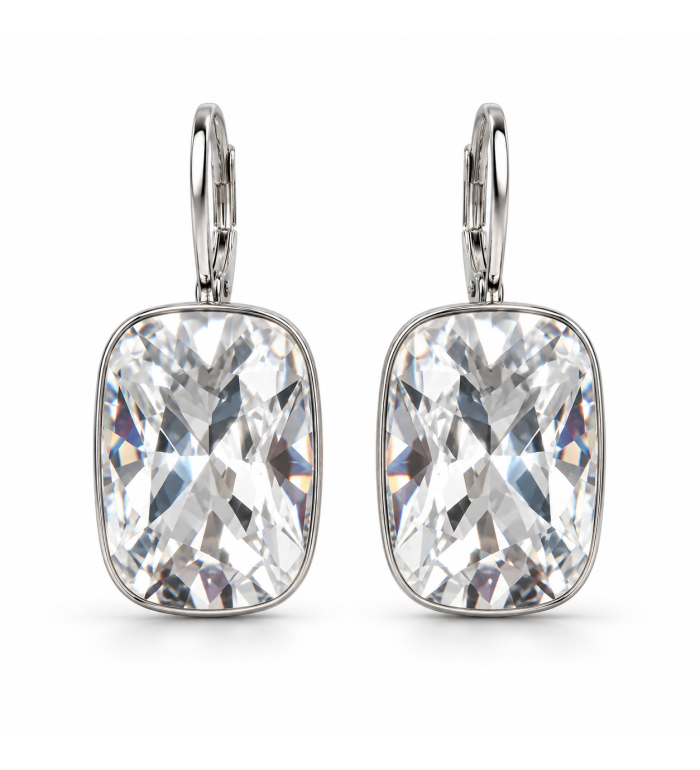 Boucles d’oreilles cristal Swarovski transparent 10 × 15 mm