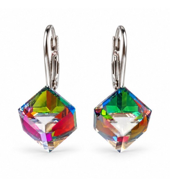 Boucles d’oreilles cubes 8 mm, cristaux Swarovski