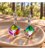 Boucles d’oreilles cubes 8 mm, cristaux Swarovski