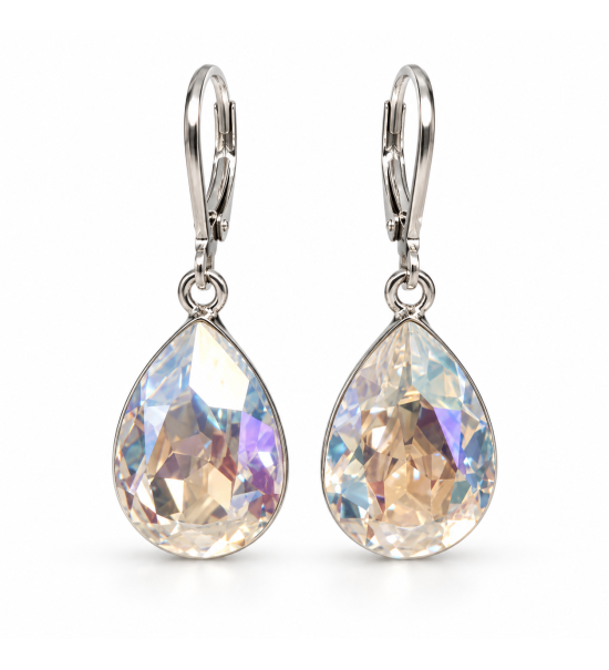 Boucles d’oreilles gouttes 15 mm, cristaux Swarovski