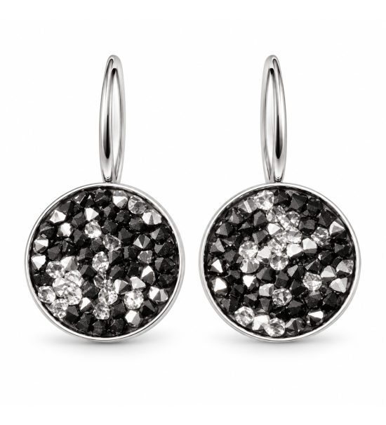 Boucles d’oreilles cristal noir & argent – Élégance scintillante femme