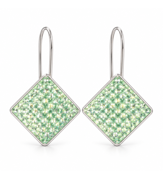 Boucles d’oreilles carrées scintillantes vert menthe cristal de haute qualité